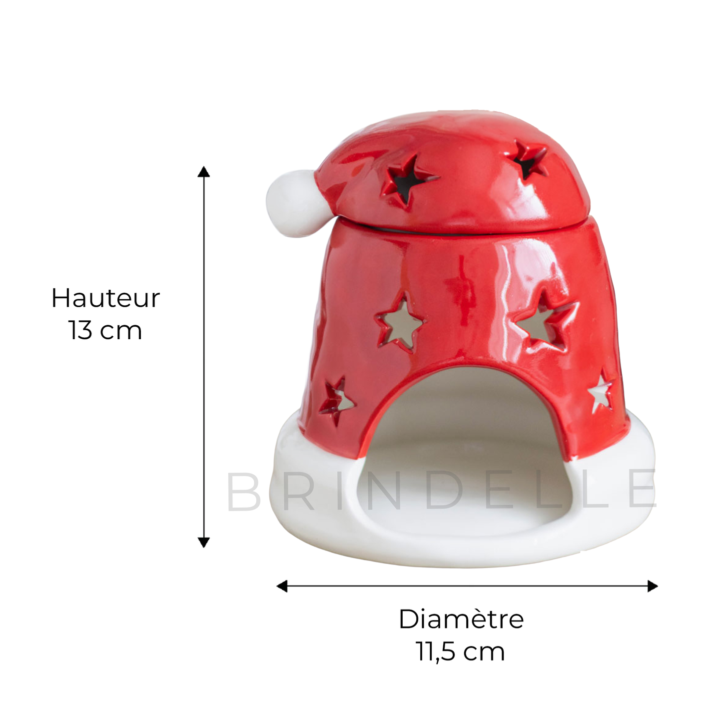 Brûle-parfum en céramique en forme de bonnet rouge du Père Noël – Brindelle