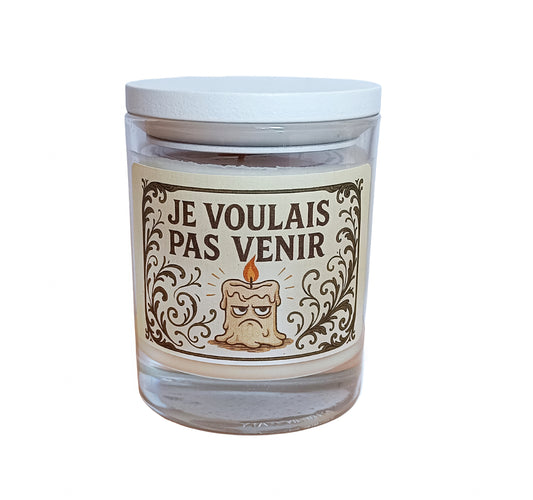 Bougie parfumée humoristique "Je voulais pas venir" - Bougie artisanale bougie végétale