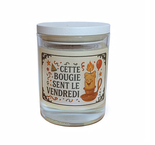 Bougie drôle parfumée, artisanale, végane, non toxique – Cette bougie sent le vendredi – Cadeau humour – Cire végétale
