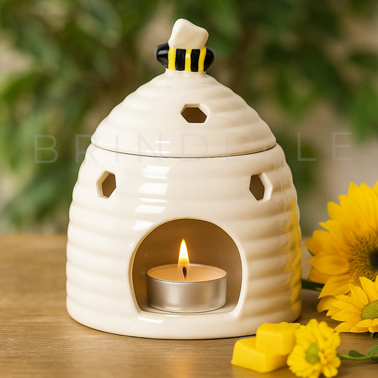 Brûle-parfum en céramique blanche en forme de ruche – Brindelle
