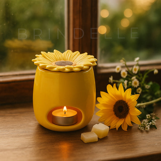 Brûle-parfum en céramique en forme de fleur de tournesol – Brindelle