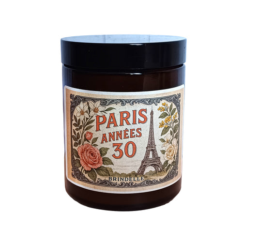 Paris Années 30 - Bougie parfumée en pot apothicaire. Cire végétale.