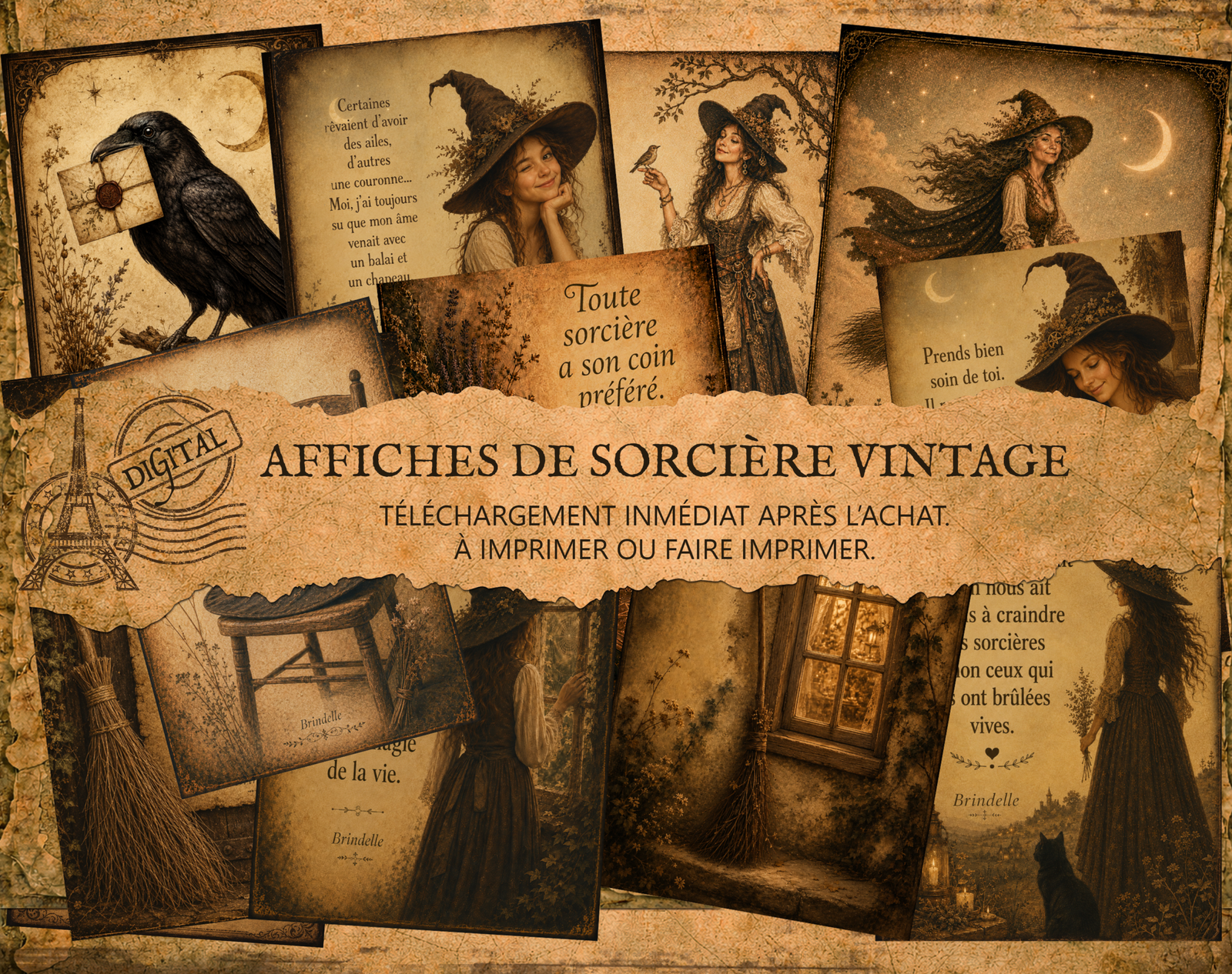 An affiches vintage Affiches Numériques de Sorcière Vintage à Imprimer – Image 1