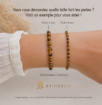 Bracelet FORCE en code Morse. Œil de tigre & Turquoise – Image 4