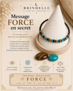Bracelet FORCE en code Morse. Œil de tigre & Turquoise – Image 2