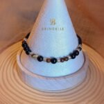 Bracelet JE T’AIME code Morse – Œil de tigre, Agate noire