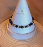 Bracelet JE T’AIME code Morse – Œil de tigre, Agate noire