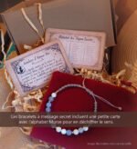 Bracelet FORCE en code Morse. Œil de tigre & Turquoise – Image 5