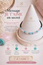 Bracelet JE T’AIME en code Morse. Quartz rose & Turquoise – Image 2