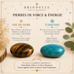 Bracelet FORCE en code Morse. Œil de tigre & Turquoise – Image 3