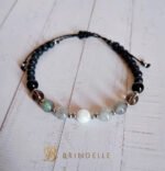 Bracelet phases de lune en pierres naturelles, pierre de lune, labradorite et lave noire – Image 2