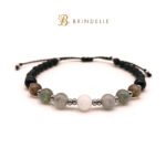 Bracelet phases de lune en pierres naturelles, pierre de lune, labradorite et lave noire – Image 3