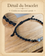Bracelet œil de tigre et agate mousse, bijou macramé ajustable – Image 2
