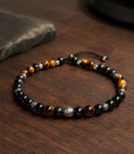Bracelet homme en pierres naturelles. Obsidienne, œil de tigre et hématite – Image 2
