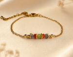 Bracelet Grenade. Iolite, péridot et cornaline