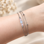 Bracelet Aube. Aigue marine et quartz rose