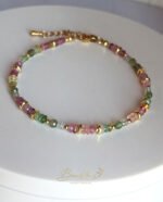 Bracelet en tourmaline multicolore, apatite verte et labradorite – Image 3