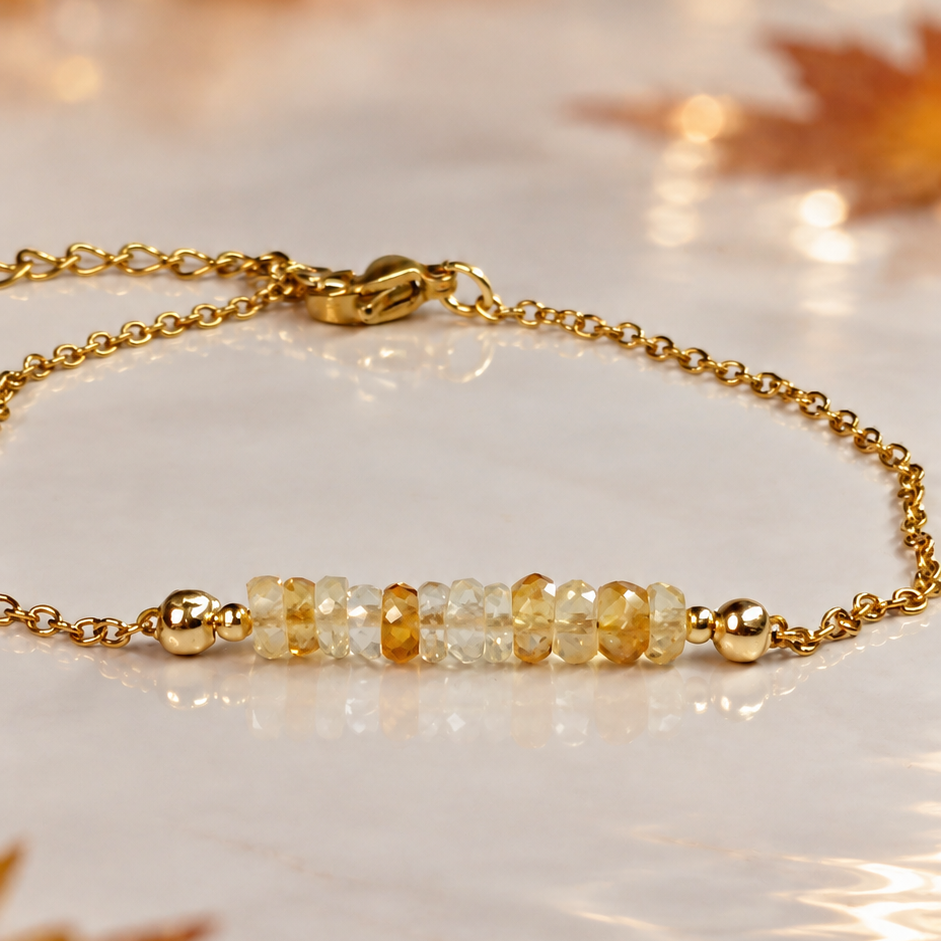 Bracelet Novembre Citrine Bracelet Novembre doré. Citrine naturelle AAA – Image 1