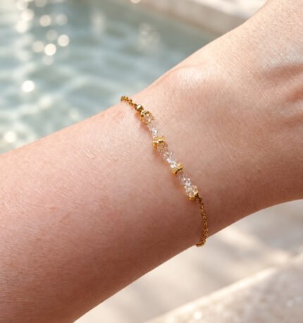 Bracelet Vienne en diamants Herkimer et citrine
