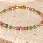 Bracelet en tourmaline multicolore, apatite verte et labradorite