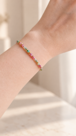 Bracelet en tourmaline multicolore, apatite verte et labradorite – Image 2